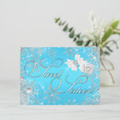 Invitation Pretty Silver Blue Snowflake pour les 1 (Debout devant)