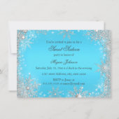 Invitation Pretty Silver Blue Snowflake pour les 1 (Dos)