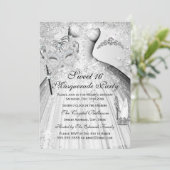 Invitation Pretty Silver Princess Masquerade Sweet (Debout devant)