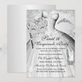 Invitation Pretty Silver Princess Masquerade Sweet (Devant / Derrière)