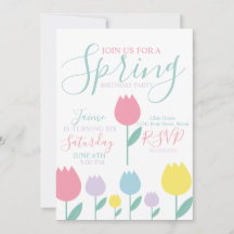 Pretty Spring Tulips Pastel Floral Birthday Party