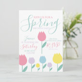 Invitation Pretty Spring Tulips Pastel Floral Birthday Party (Debout devant)
