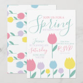 Invitation Pretty Spring Tulips Pastel Floral Birthday Party (Devant / Derrière)