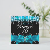 Invitation Pretty Teal Bow & Sparkle pour un Sweet (Debout devant)