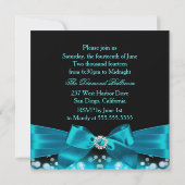 Invitation Pretty Teal Bow & Sparkle pour un Sweet (Dos)