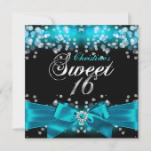 Invitation Pretty Teal Bow & Sparkle pour un Sweet (Devant)