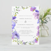 Invitation Pretty Violet Floral Wreath Wedding (Debout devant)