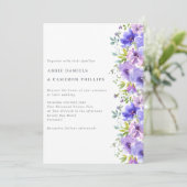 Invitation Pretty Violet Flowers Border Wedding Invite (Debout devant)