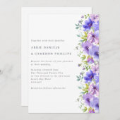 Invitation Pretty Violet Flowers Border Wedding Invite (Devant / Derrière)