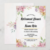 Invitation Pretty Watercolor Pastel Floral Retirement Party (Devant / Derrière)