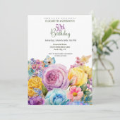 Invitation Pretty Watercolor Spring Floral 50th Birthday (Debout devant)