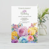 Invitation Pretty Watercolor Spring Floral 60th Birthday (Debout devant)