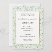 Invitation Pretty White Light Blue Floral Birthday (Devant)
