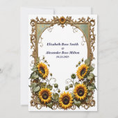 Invitation Pretty Yellow sunflower with art frame wedding  (Dos)
