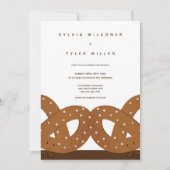 Invitation Pretzels salés Mariage blanc Brown vertical (Devant)