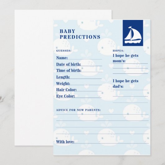 Invitation Prévision nautique de bébé (Devant / Derrière)
