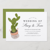 Invitation Prickly Pear Cactus main tiré Mariage Earthy (Devant / Derrière)