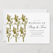 Invitation Prickly Pear Cactus Mariage vert peint à la main (Devant)