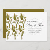 Invitation Prickly Pear Cactus Mariage vert peint à la main (Devant / Derrière)