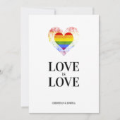 Invitation Pride Coeur arc-en-ciel Lesbian Mariage gay (Devant)