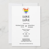 Invitation Pride Coeur arc-en-ciel Lesbian Mariage gay (Dos)
