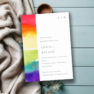 Invitation Pride colorée minimaliste Fiançailles arc-en-ciel 