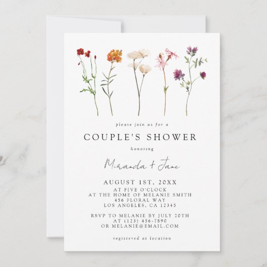 Invitation Pride Lesbienne fleur sauvage Floral Couple's Show (Devant)