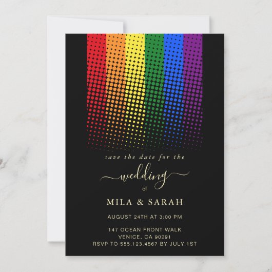 Invitation Pride Rainbow LGBTQ Mariage cardiaque (Devant)
