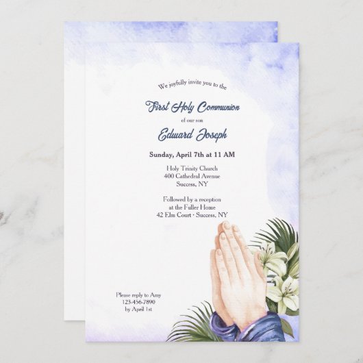 Invitation Prier Mains Religieuses (Devant / Derrière)