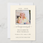 Invitation Prière funéraire photo minimaliste blanche (Devant)