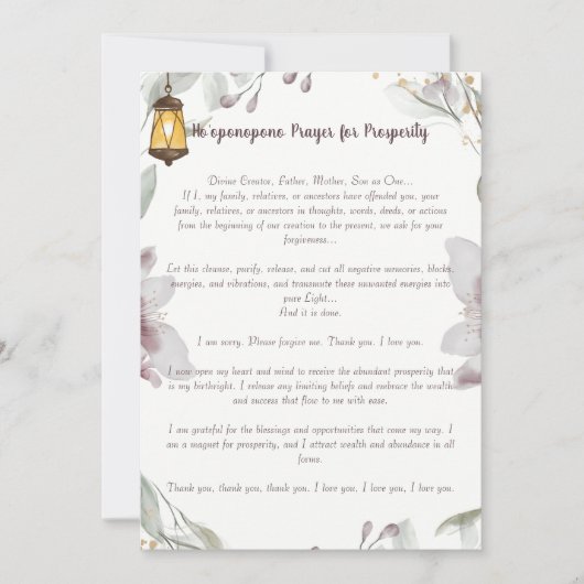 Invitation Prière Ho'oponopono pour la prospérité (Devant)