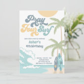 Invitation Prière Quatre Surfs Retro Surf Beach 4e anniversai (Debout devant)