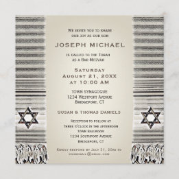 Invitation Prière Shawl Tan Bar Mitzvah