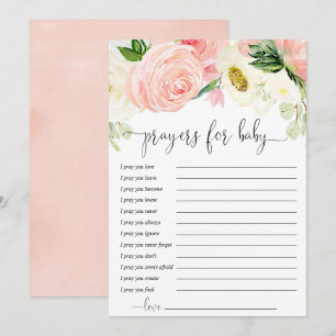 Invitation Prières florales en or rose pour Baby Card