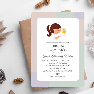 Invitation Primera Comunion Espagnoles filles Première Commun