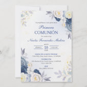 Invitation Primera Comunion Fleurs blanches Première communio (Devant)