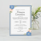 Invitation Primera Comunion Fleurs Bleues Première Communion (Debout devant)