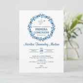 Invitation Primera Comunion Fleurs Bleues Première Communion  (Debout devant)