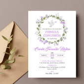 Invitation Primera Comunion Fleurs pourpres Première Communio