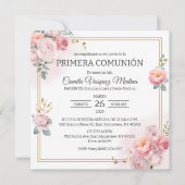 Invitation Primera Comunion Roses Roses Roses Roses Rose Prem (Devant)