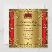 Invitation Prince 1er anniversaire Boy Red Gold Crown 2 (Dos)