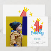 Invitation Prince 1ère fête d'anniversaire Photo (Devant / Derrière)
