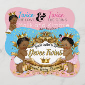 Invitation Prince africain|Princesse Rose & Bleu| Étincelles  (Devant / Derrière)