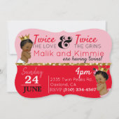 Invitation Prince africain|Princesse rose & rouge or étincell (Dos)