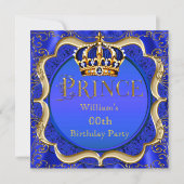 Invitation Prince Anniversaire Royal Blue Gold Crown Mens (Devant)