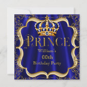 Invitation Prince Anniversaire Royal Blue Gold Crown Mens 2 (Devant)