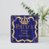 Invitation Prince Anniversaire Royal Blue Gold Crown Mens 2 (Debout devant)