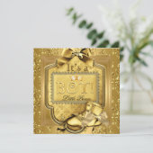 Invitation Prince Baby shower Bébé Garçon Elite Damask Gold 2 (Debout devant)