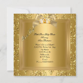 Invitation Prince Baby shower Bébé Garçon Elite Damask Gold 2 (Dos)