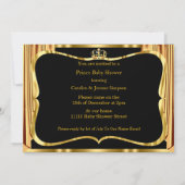 Invitation Prince Baby shower Black Gold Draps Brunette (Dos)